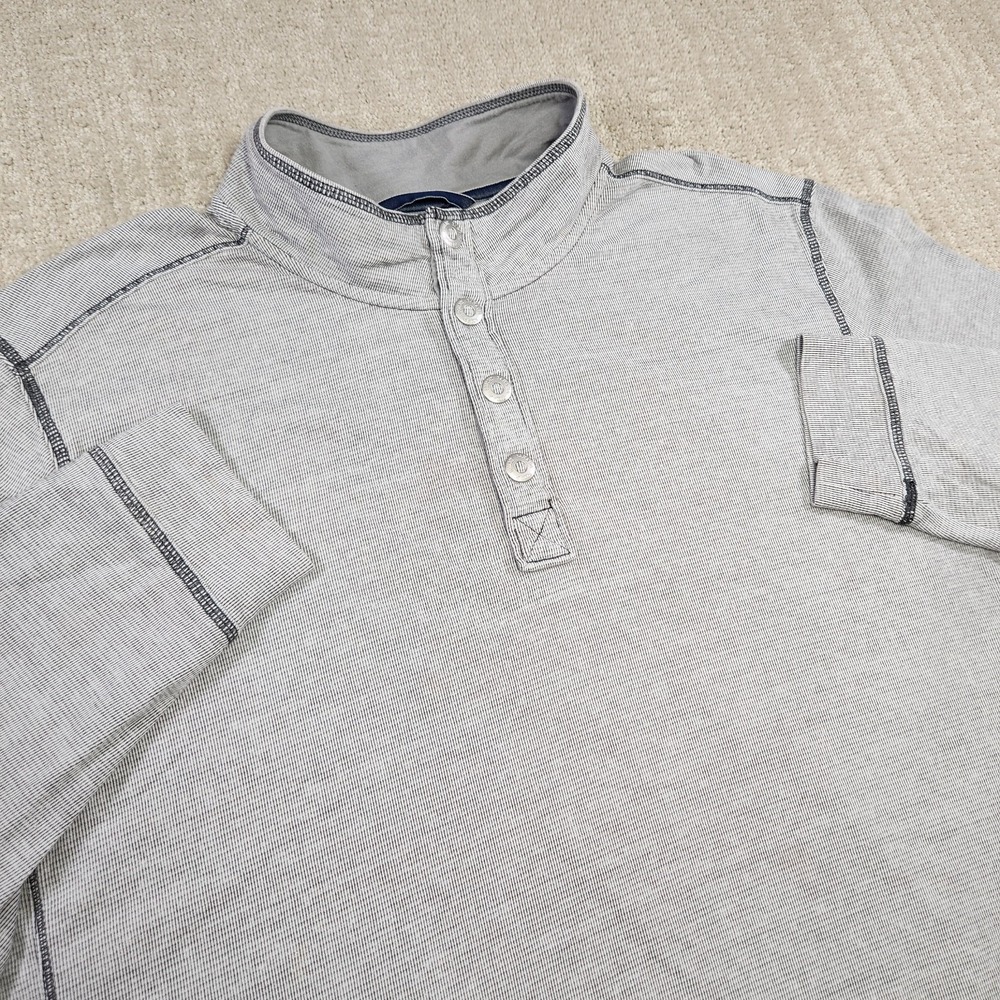 Tommy Bahama Sweatshirt Men XL 1/4‎ Snap Pullover Stretch Gray Sweater Mock Neck